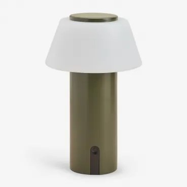 Lâmpada De Mesa Led Sem Fios Para Exterior Em Ferro Socotra Verde Azeitona Intenso - Sklum