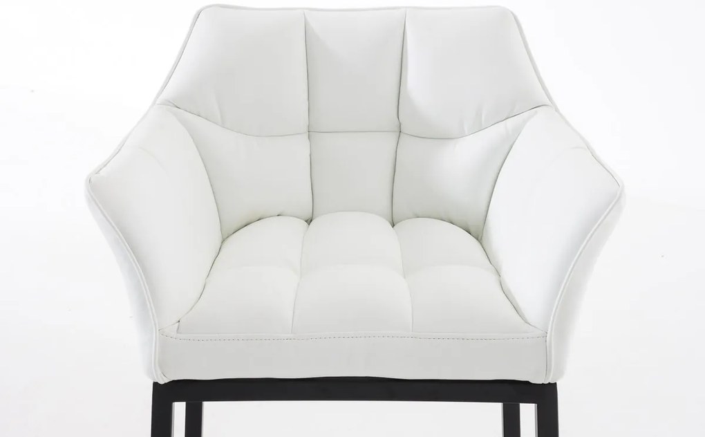 Banco de bar Damaso em couro sintético e com estrutura preta 64 x 110 x 48 cm Branco