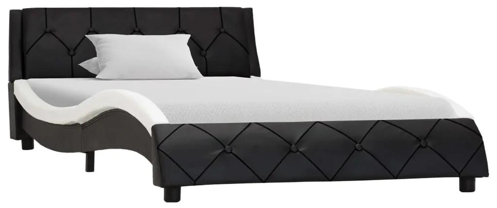 285648 vidaXL Estrutura de cama 90x200 cm couro artificial preto e branco
