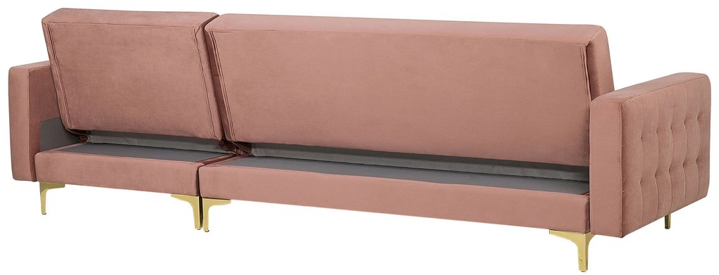 Sofá de canto 4 lugares com repousa-pés em veludo rosa à esquerda ABERDEEN Beliani