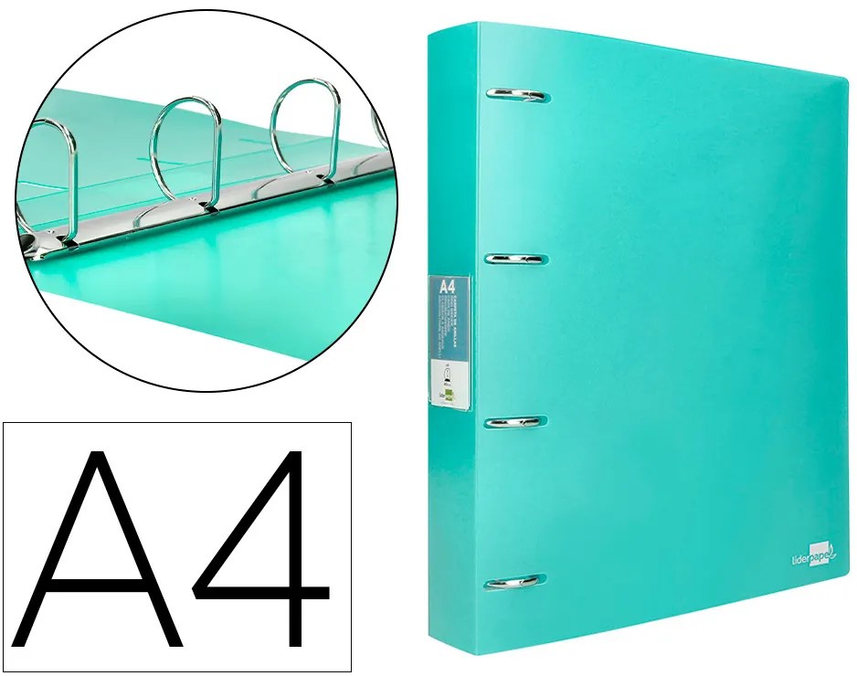 Pasta de 4 Aneis Mistos 40 mm Polipropileno Din A4 Verde Maçã Opaco