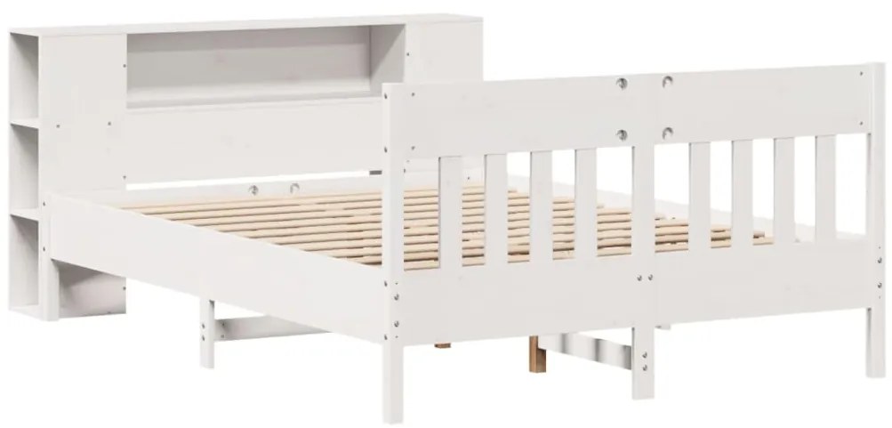 Cama com estante sem colchão 140x200 cm pinho maciço branco