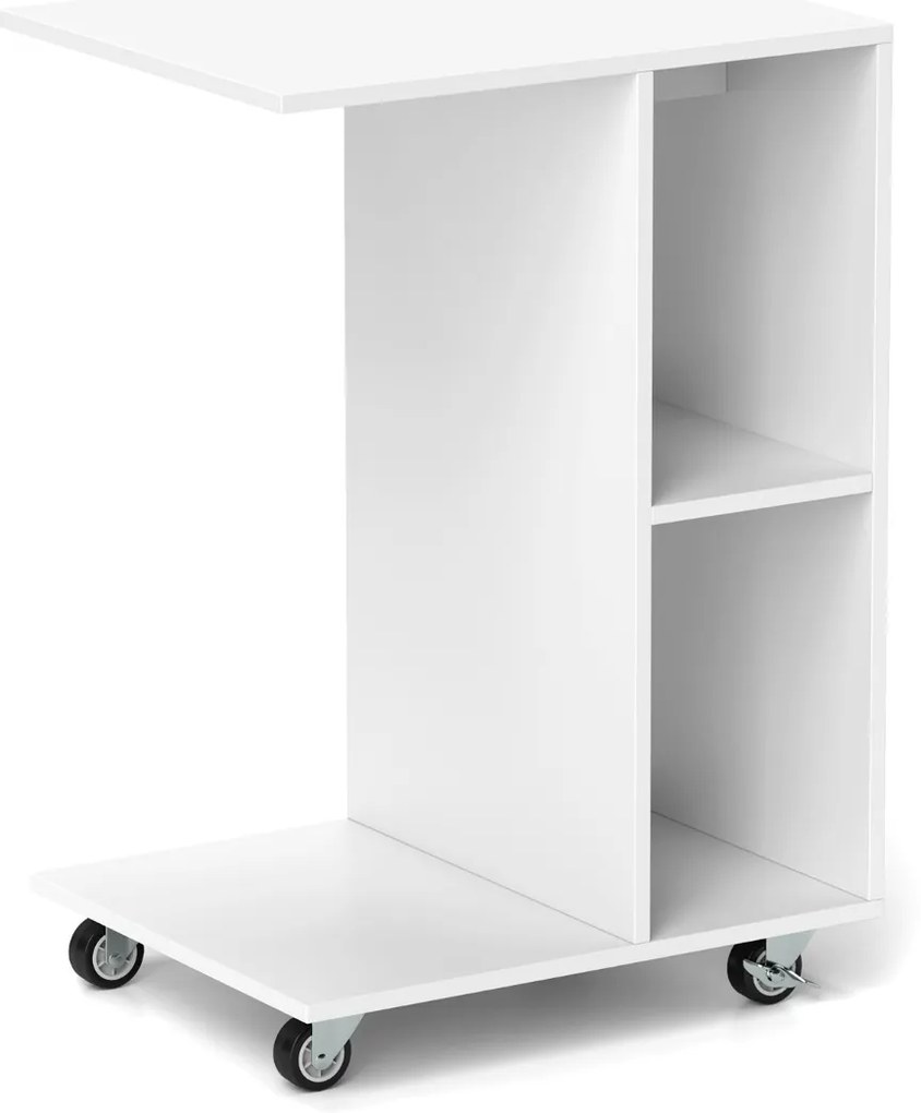 Recipientes de armazenamento empilháveis ​​com rodas e portas para quarto - Branco - 3 camadas