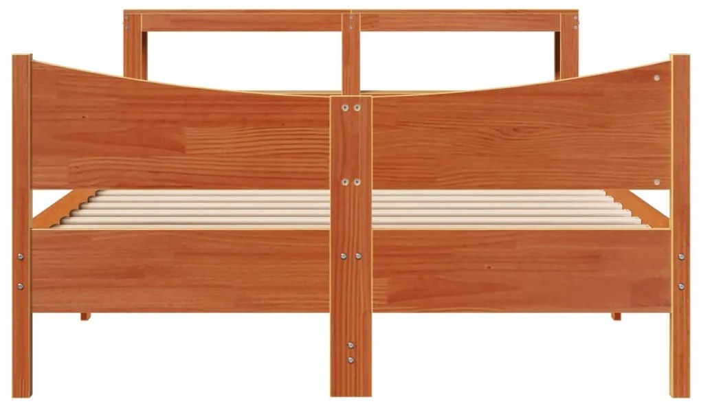 Estrutura cama c/ cabeceira 140x190cm pinho maciço castanho-mel