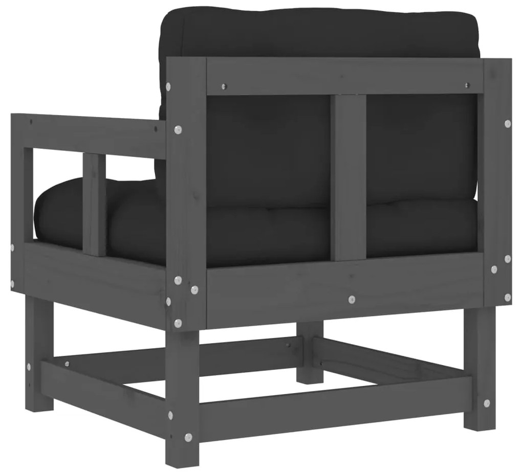 Cadeiras de jardim c/ almofadões 2 pcs pinho maciço cinzento