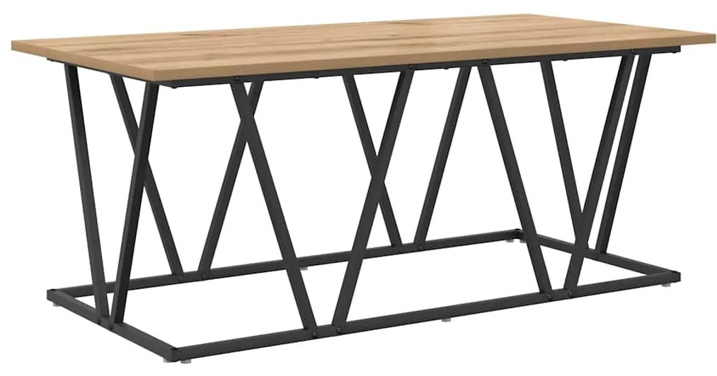 Mesa de Centro vidaXL Carvalho Artisan 100x50x40 cm Madeira de Engenha