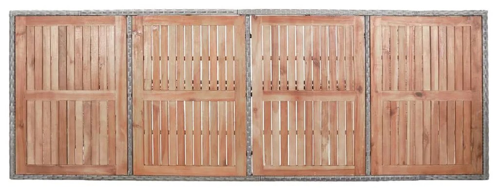 9 pcs conjunto jantar exterior c/ almofadões vime PE cinzento
