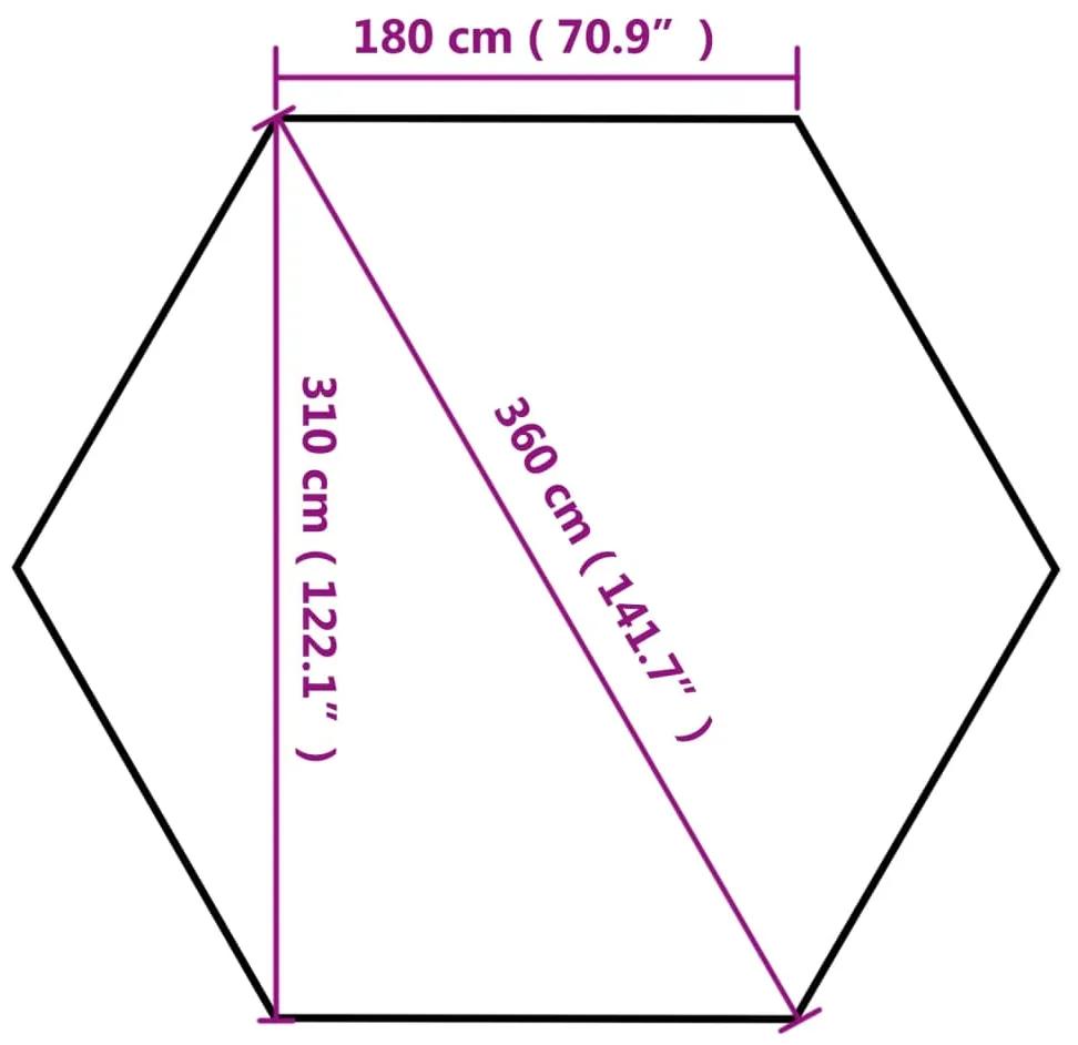 Tenda pop-up hexag. dobrável 3,6x3,1m 220g/m² cinza-acastanhado