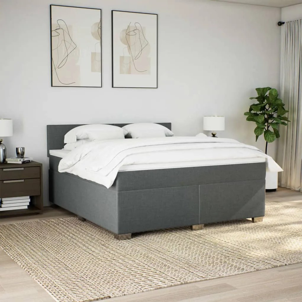Cama com molas/colchão 180x200 cm tecido cinzento-escuro