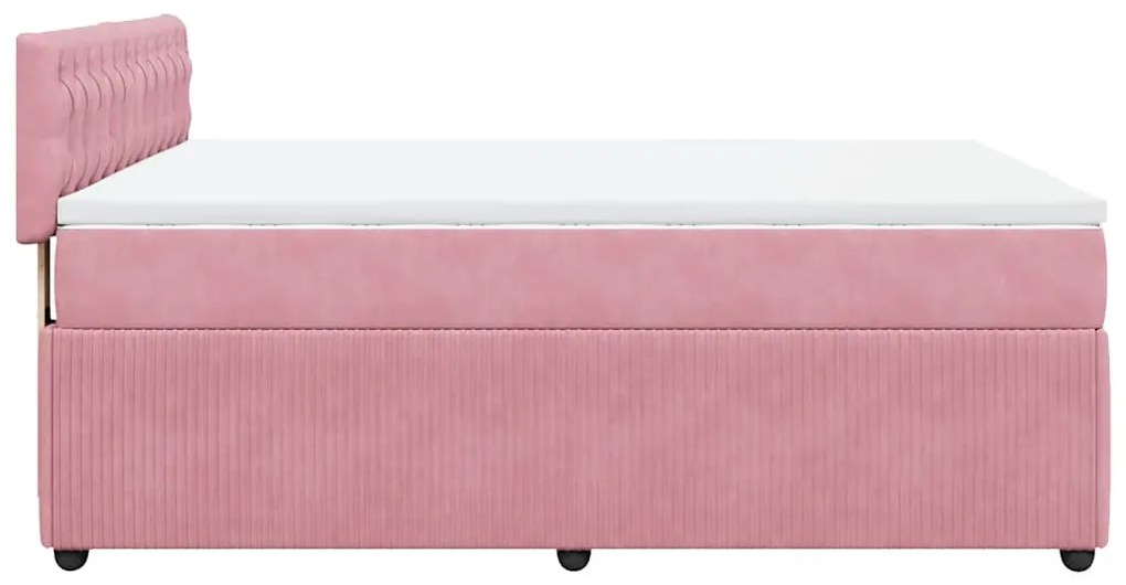Cama com molas/colchão 140x190 cm veludo rosa