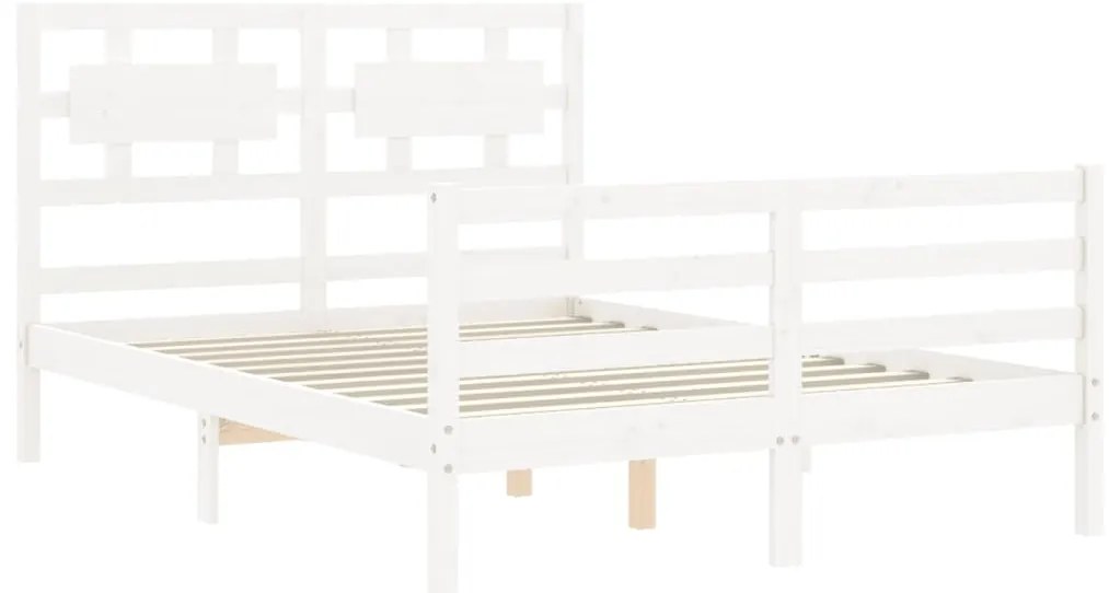 Estrutura de cama com cabeceira 120x200cm madeira maciça branco
