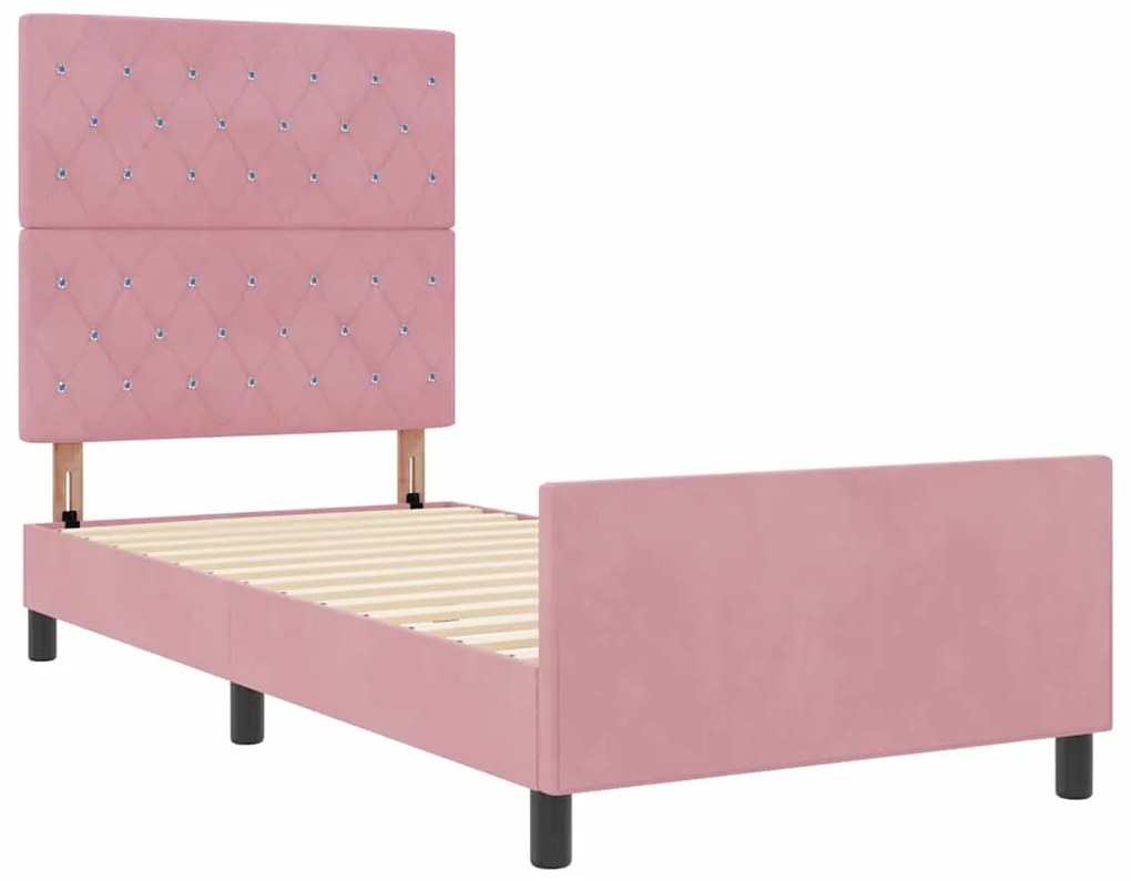 Cama vidaXL Rosa 90x190 cm Veludo