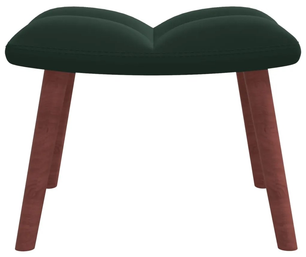 Cadeira de descanso com banco veludo verde-escuro