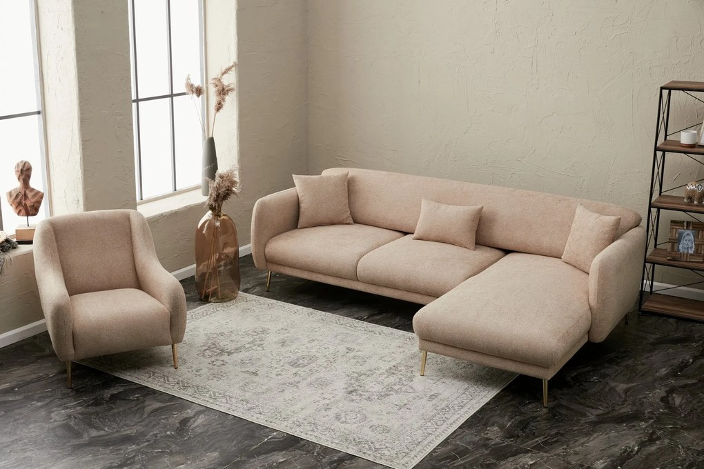Sofá-Cama de Canto Simena – Bege Dourado – 77 x 77 x 70 cm