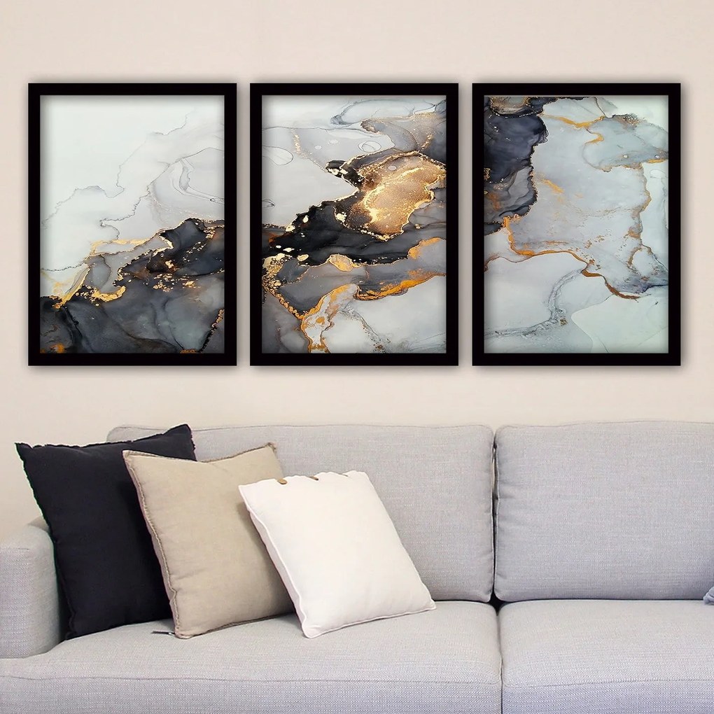 Pintura Decorativa em Moldura 3SC34 – Multicolor – 35 x 45 cm (3 Peças