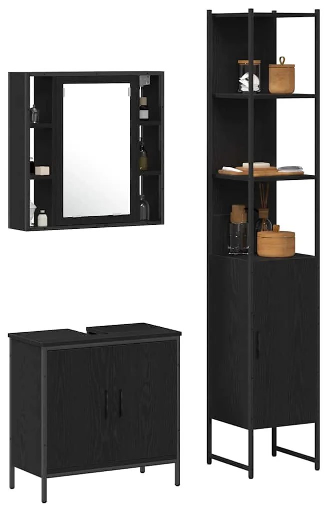 Armário de Pia para Casa de Banho vidaXL Carvalho Preto 60x30x60 cm Ma