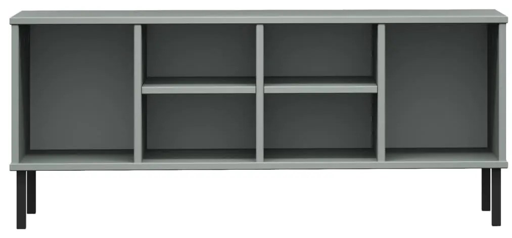 Sapateira pernas metal 106x35x45cm madeira maciça OSLO cinzento
