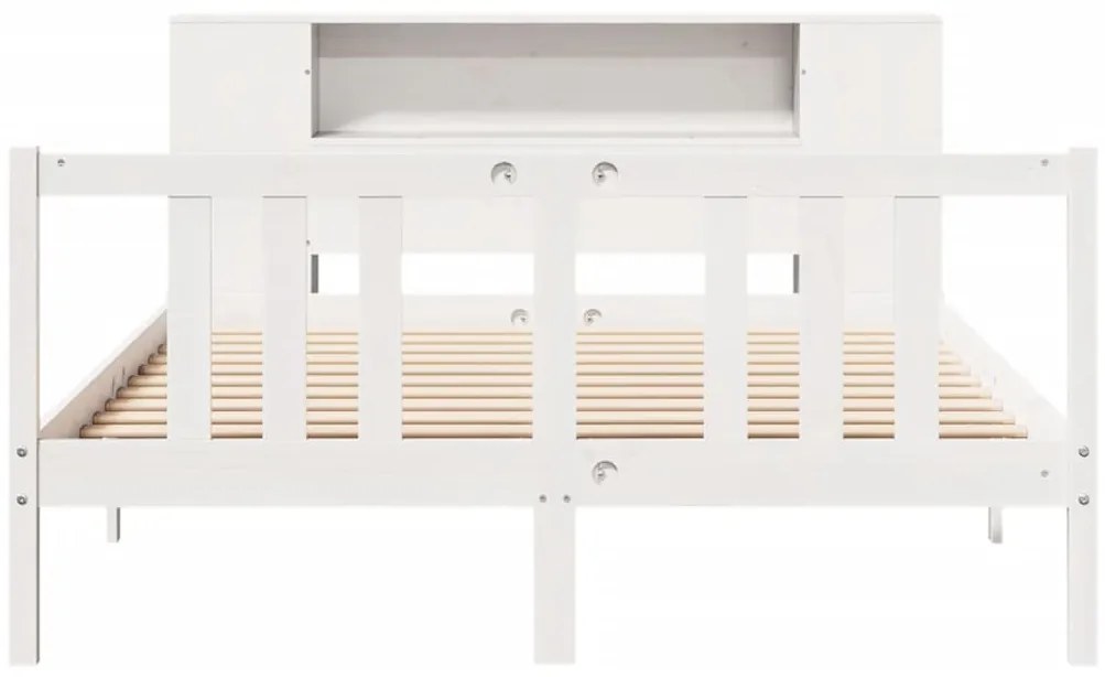 Cama com estante sem colchão 160x200 cm pinho maciço branco