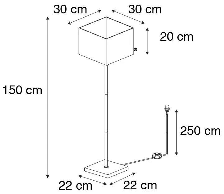 Candeeiro de pé moderno preto com ouro - VT 1 Moderno