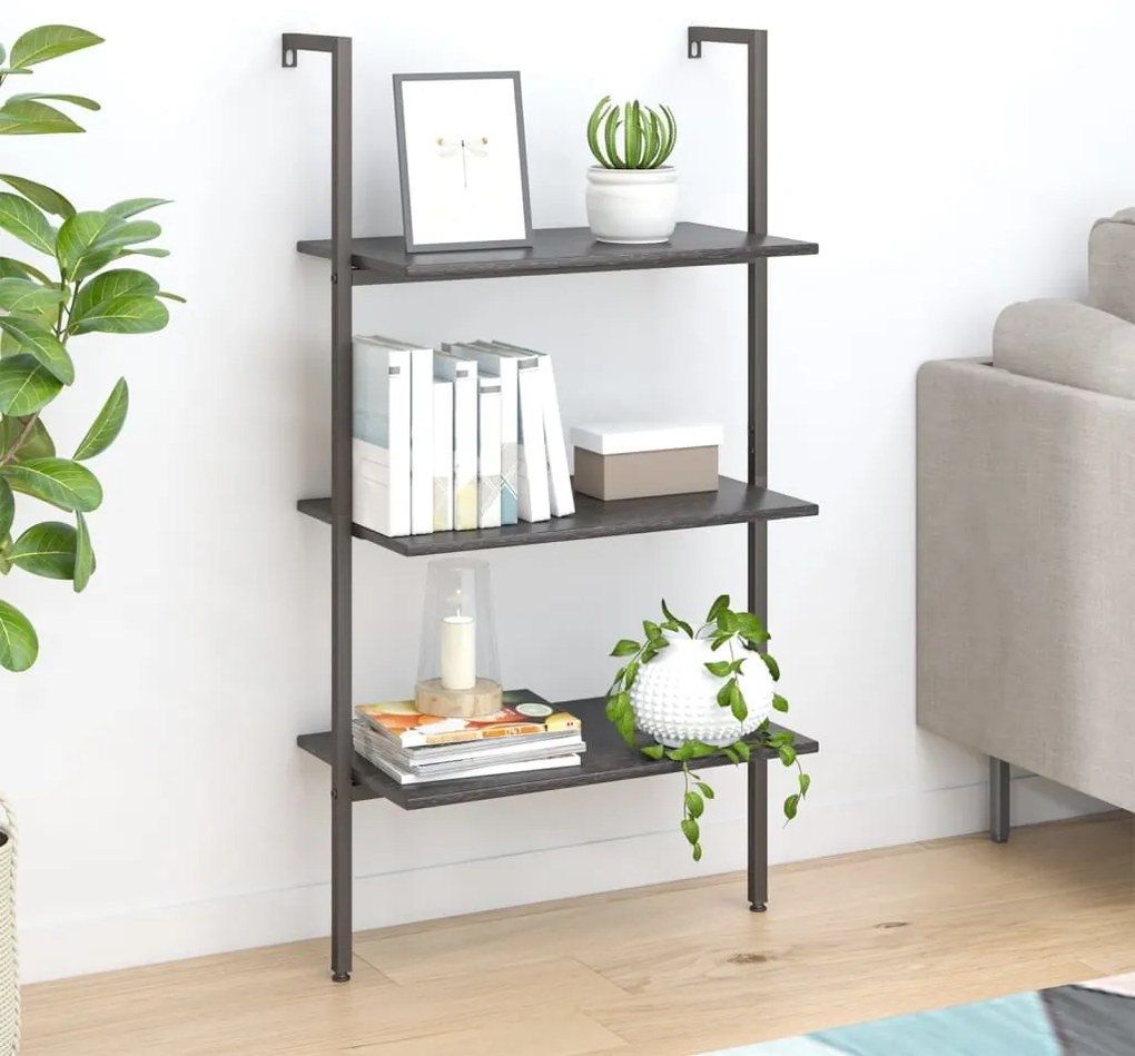 Unidade 3 prateleiras inclinada 64x35x120,5 cm preto