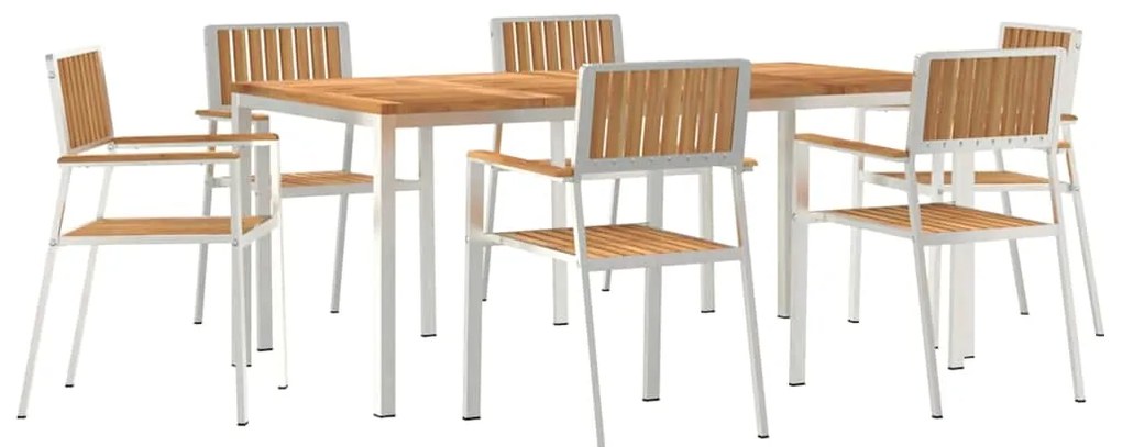 Conjunto de Jantar para o Jardim vidaXL de 7 Peças em Madeira Sólida d