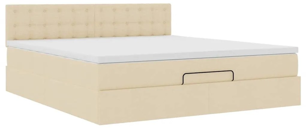 Estrutura de cama otomana com colchão tecido creme 160x200cm