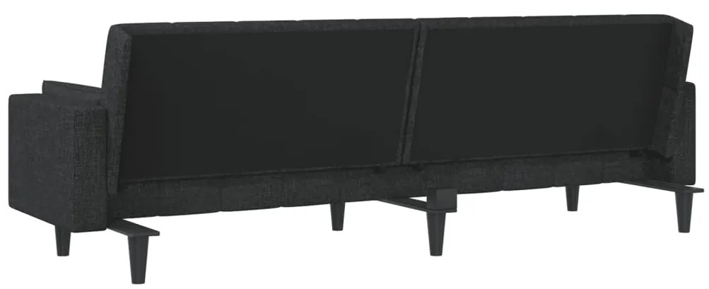 Sofá-cama 2 lugares com duas almofadas tecido preto
