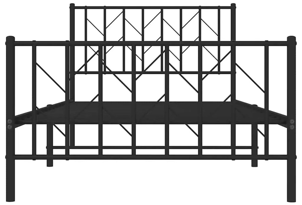 Estrutura de cama com cabeceira e pés 100x200 cm metal preto