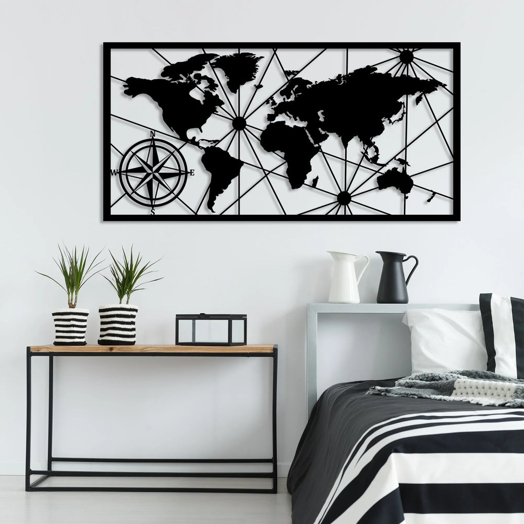Acessório Decorativo de Parede em Metal Metal-452 – Preto – 120 x 60 c