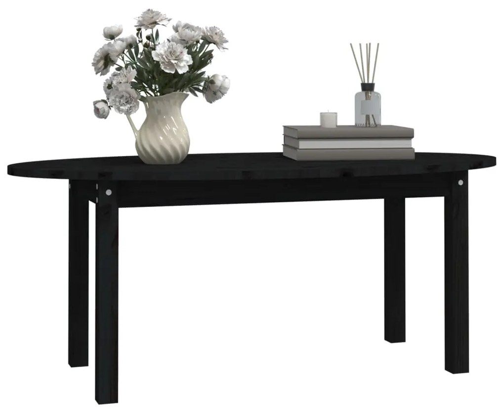 Mesa de centro 110x55x45 cm madeira de pinho maciça preto