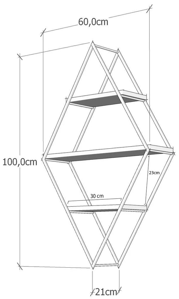 Prateleira de Parede Prizma – Preto e Nogueira – 60x100x21 cm