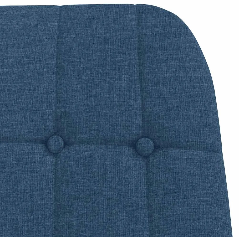 Cadeira de descanso com banco p/ pés tecido azul