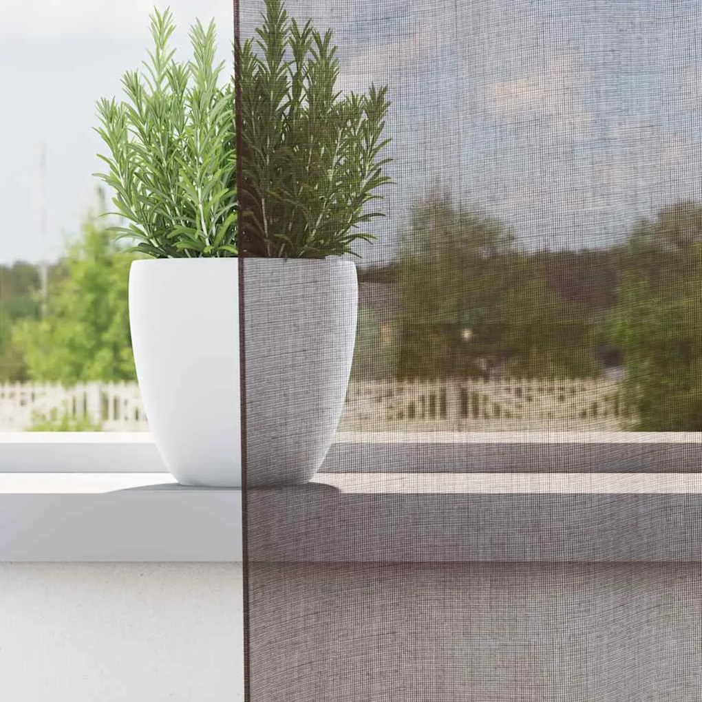 Cortinas de voile com ilhós 2 pcs castanho 140x140 cm