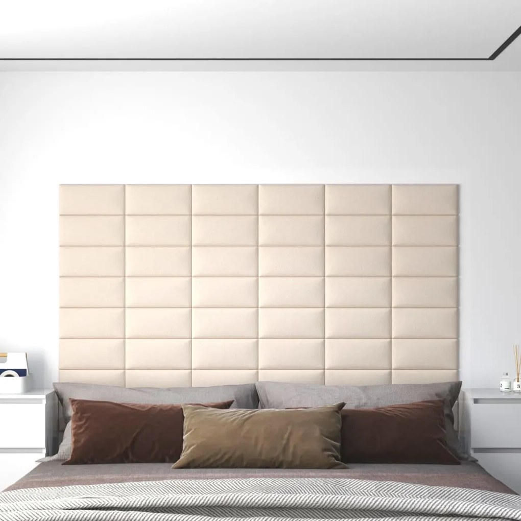Painel de parede 12 pcs 30x15 cm veludo 0,54 m² cor creme