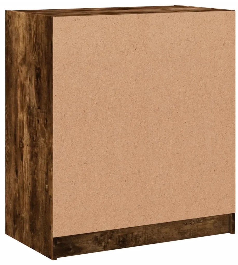 Armário de apoio c/ portas vidro 68x37x75,5 cm carvalho fumado