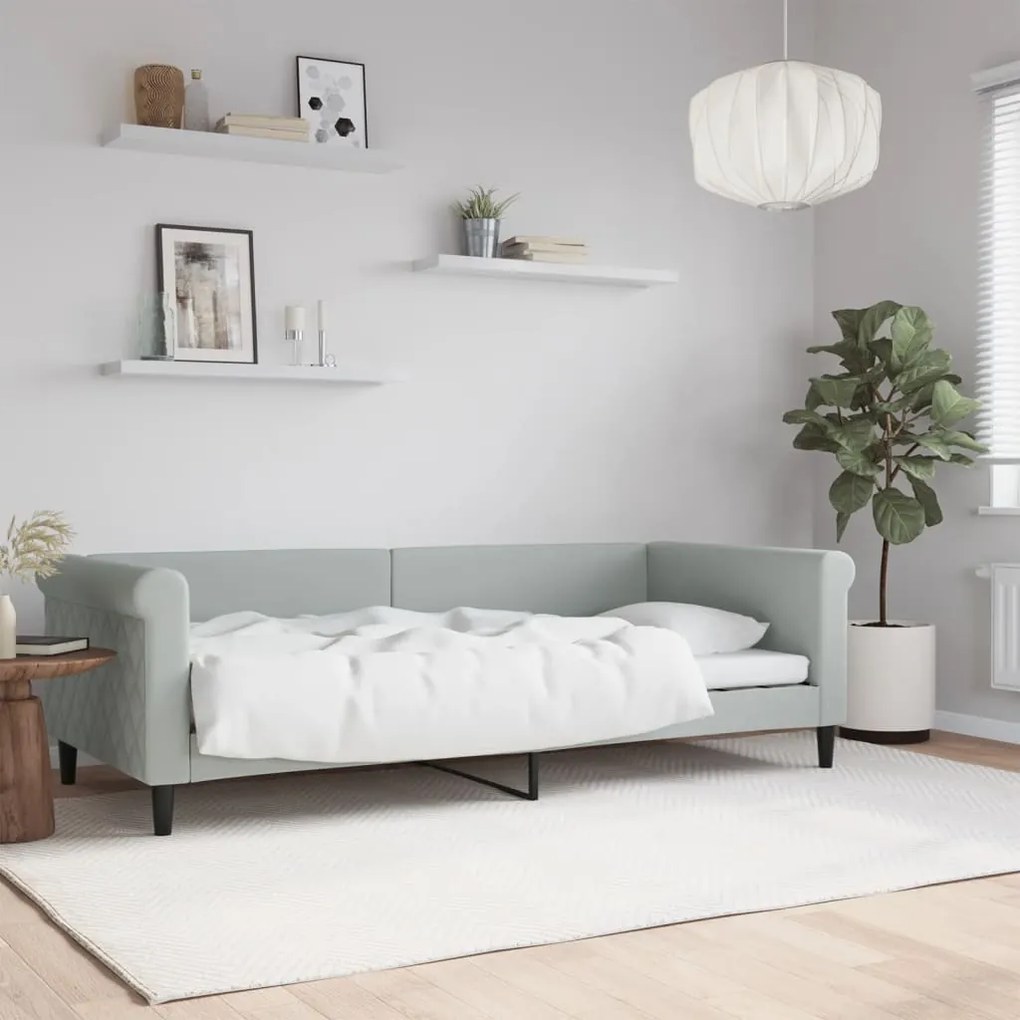 Sofá-cama 90x200 cm veludo cinzento-claro