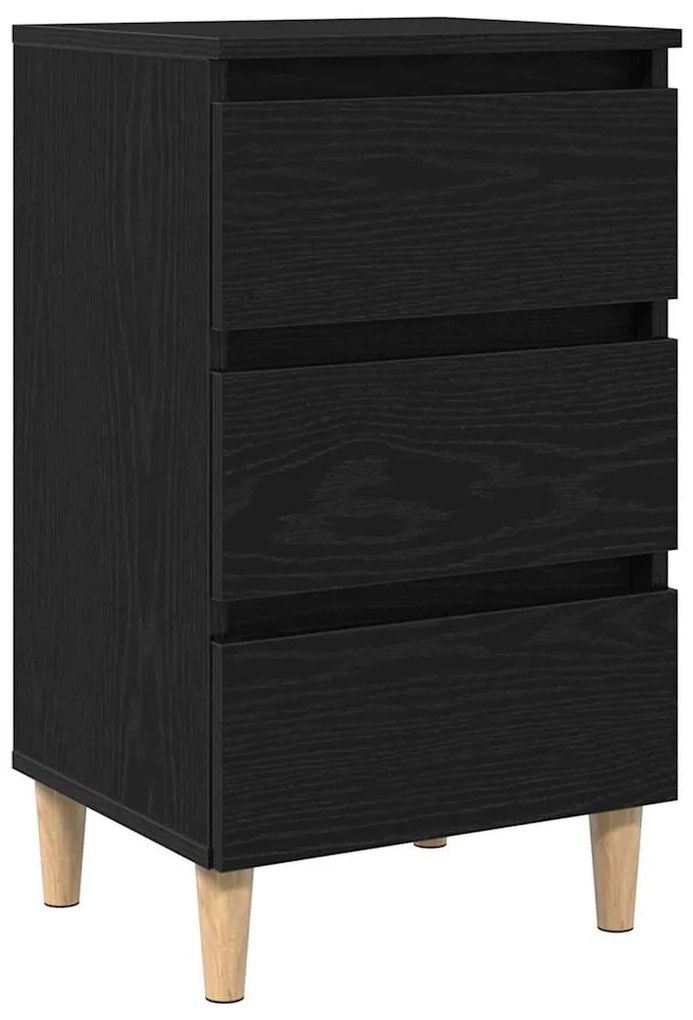 Mesa de Cabeceira vidaXL com Pé de Madeira Carvalho Preto 40x35x69 cm