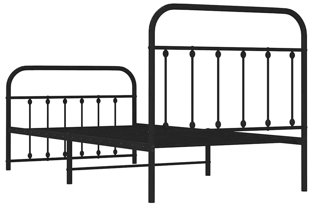 Estrutura de cama com cabeceira e pés 100x190 cm metal preto