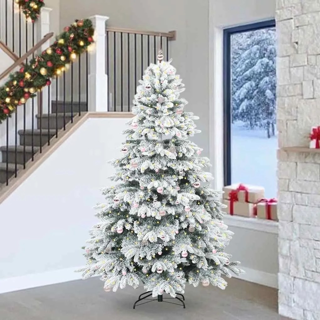 vidaXL Árvore de Natal Artificial com 300 LEDs Branco 240 cm PE e PVC