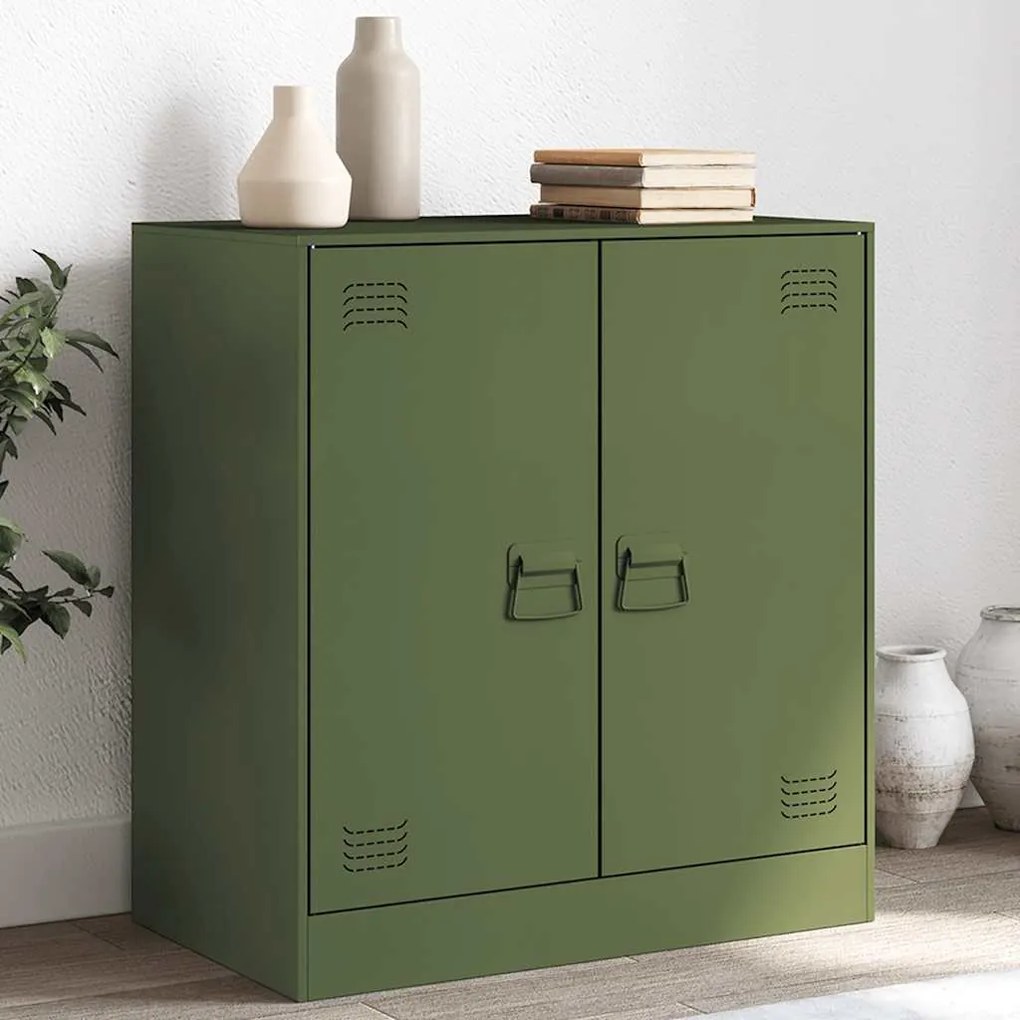 vidaXL Aparador 67x39x73 cm aço verde azeitona
