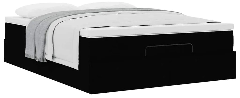 Estrutura de cama otomana com colchão 140x190 cm tecido preto
