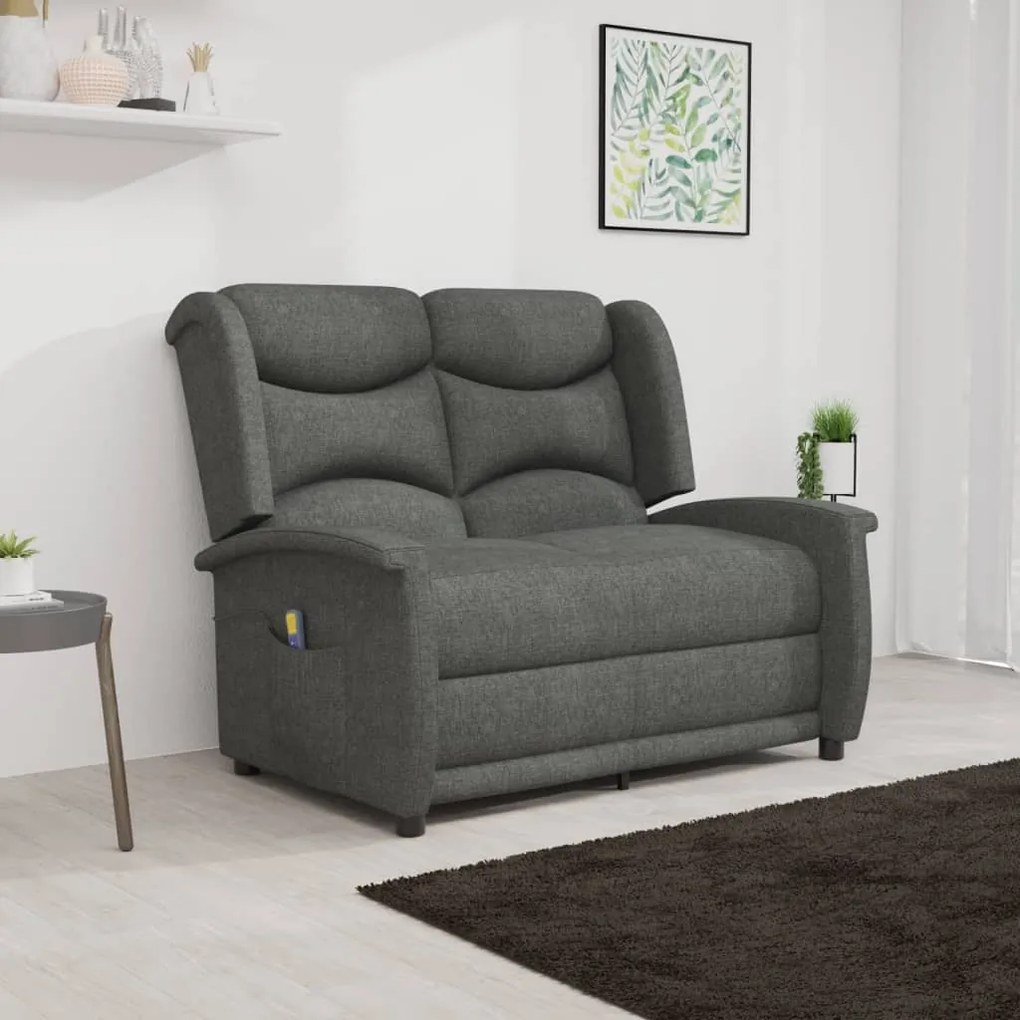 vidaXL Poltrona massagens 2 assentos reclinável tecido cinzento-claro