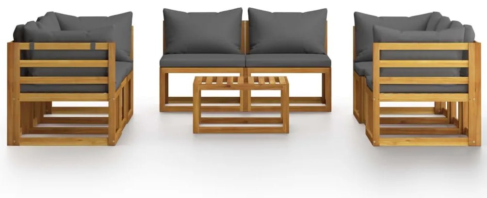 9 pcs conjunto lounge de jardim com almofadões acácia maciça