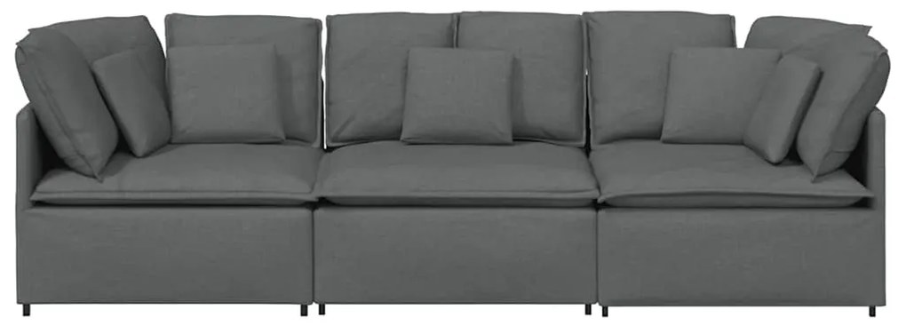 Sofá modular com almofadas tecido cinzento-escuro