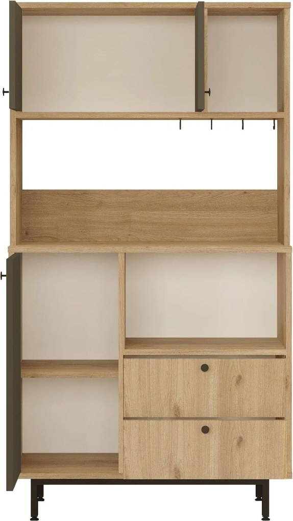 Armário Alto de Cozinha "Toledo" - Carvalho e Antracite- 88x161.2x35.5