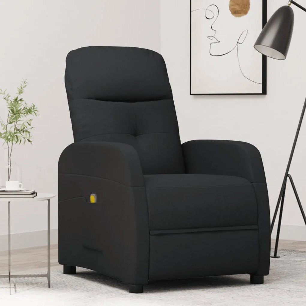 vidaXL Poltrona de massagens reclinável tecido preto