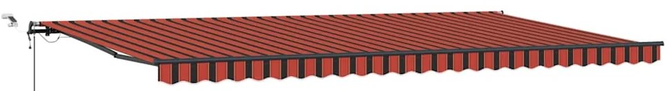 Toldo Retrátil Automático com LED Laranja e Marrom 600x300 cm