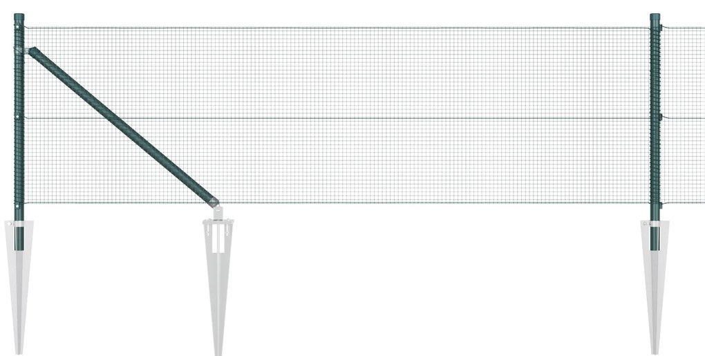 Cerca de Arame Soldado com 13 Postes Espigados Verde 0.5x50 m Aço