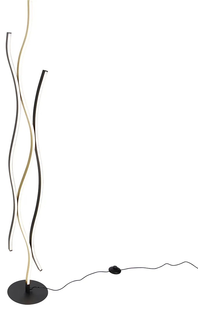 Design vloerlamp zwart met goud incl. LED dimbaar - Blaze Design