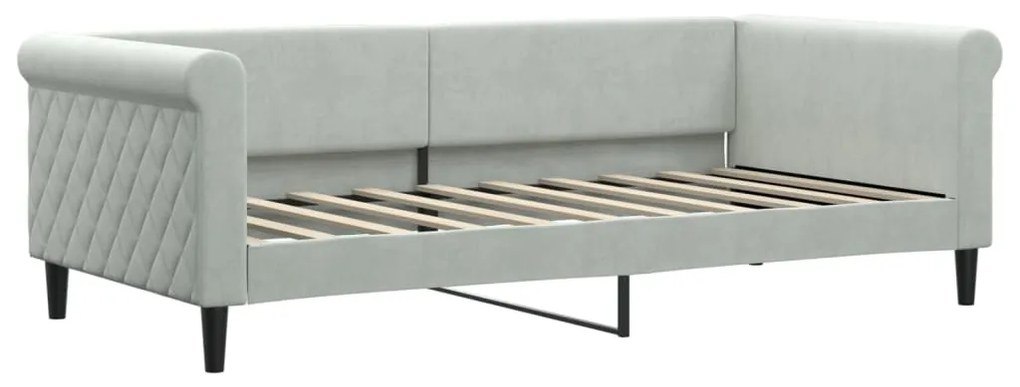 Sofá-cama c/ gavetão e gavetas 90x190 cm veludo cinzento-claro